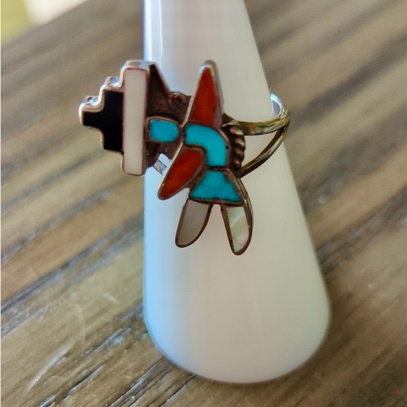 Native American Jewelry - Vintage Native American Zuni Medicine Man Kachina Ring